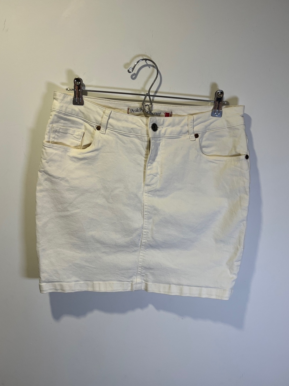 Peak Performance White Denim Women Stretchy Skirt size L